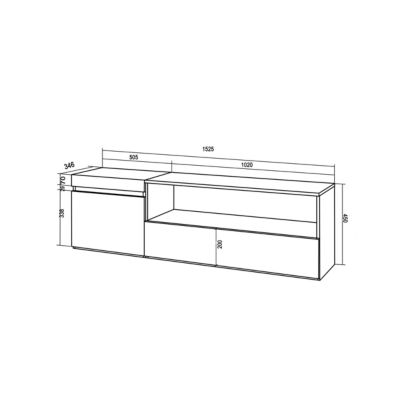 Meuble TV 150x35x45cm couleur gris ciment