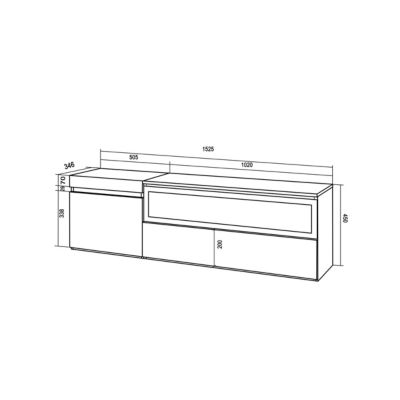 Meuble TV 150x35x45cm feu led sans chaleur couleur noir