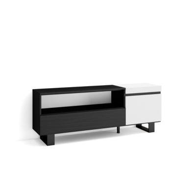 Meuble TV 150x35x57cm couleur blanc et noir