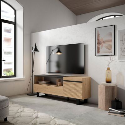 Meuble TV 150x35x57cm couleur chêne