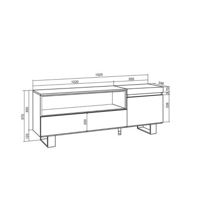 Meuble TV 150x35x57cm couleur chêne