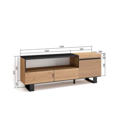 Meuble TV 150x35x57cm couleur chêne