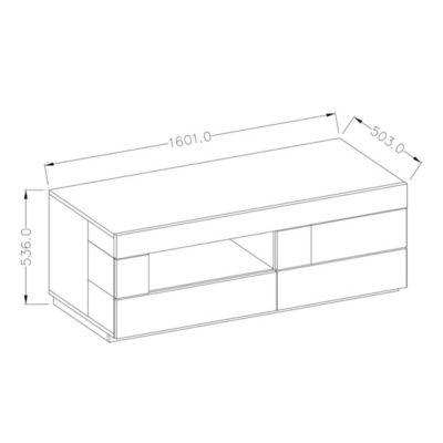 Meuble TV 160cm collection KILES. Coloris blanc et chêne. Style design