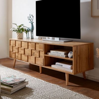 Meuble TV 160x51x40 cm Bois Décor Chêne Lowboard Panneau de Télévision FineBuy