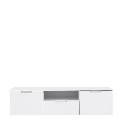 Meuble TV 170 cm blanc laqué 2 portes 1 tiroir - PURE