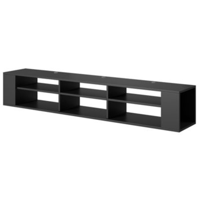 Meuble TV 175 cm noir avec 6 compartiments WALL