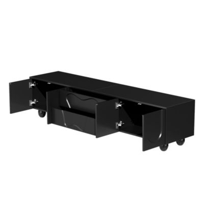 Meuble TV 180 cm avec Tiroirs et Portes, Banc TV Moderne avec Grand Rangement et Pieds Bois, PB Effet Bois - 180x40x42 cm, Blanc