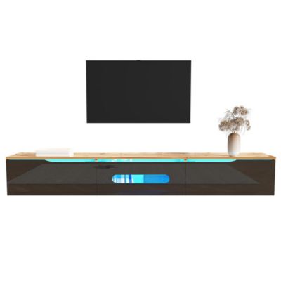 Meuble TV 180 cm brillant éclairage LED RGB 16 couleurs option fixation murale