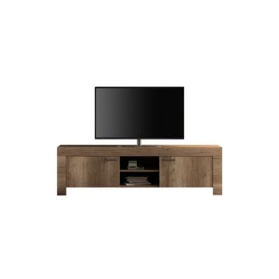 Meuble TV 180cm, 2 portes, collection HOL, coloris chêne foncé