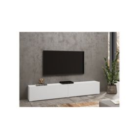 Meuble TV 180cm collection EVA. Couleur blanc et chêne.