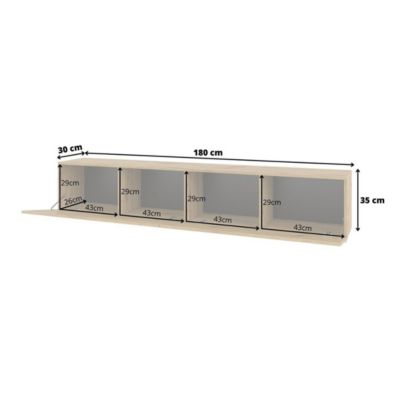 Meuble TV 180cm collection EVA. Couleur chêne et noir.