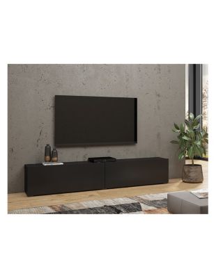 Meuble TV 180cm collection EVA. Couleur noir et chêne.