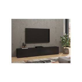 Meuble TV 180cm collection EVA. Couleur noir et chêne.