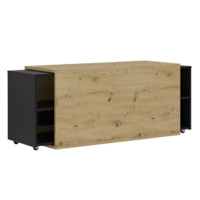 Meuble TV 194,5x39,9x49,2 cm Chêne artisanal et noir - Prolenta Premium