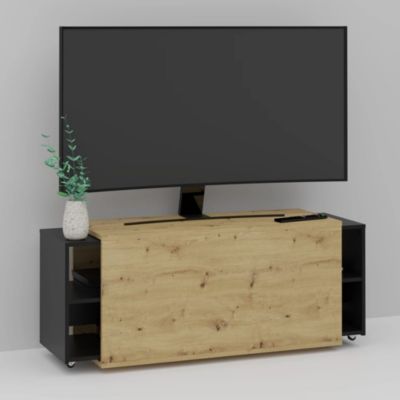 Meuble TV 194,5x39,9x49,2 cm Chêne artisanal et noir - Prolenta Premium