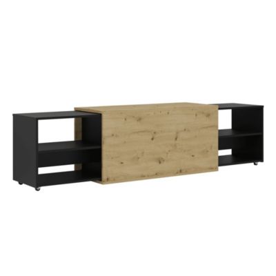 Meuble TV 194,5x39,9x49,2 cm Chêne artisanal et noir - Prolenta Premium