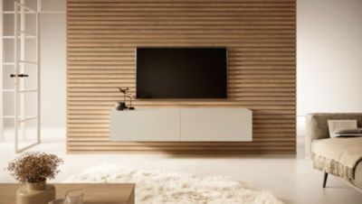 Meuble TV 2 portes 140 cm taupe Bisira