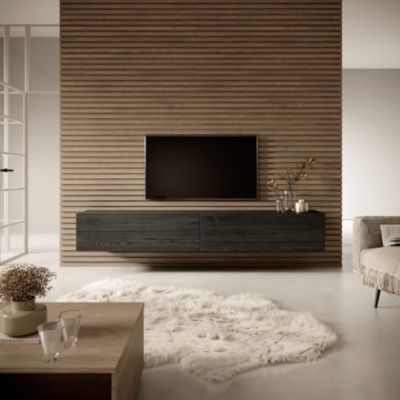 Meuble TV 2 portes 140 cm taupe Bisira