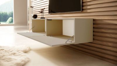 Meuble TV 2 portes 140 cm taupe Bisira