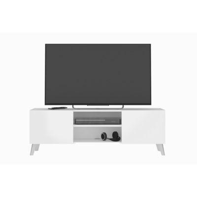 Meuble TV 2 portes blanc Brighton 1 - L140 cm x H46,5 cm