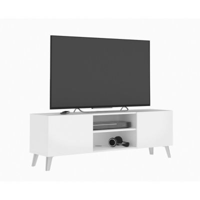 Meuble TV 2 portes blanc Brighton 1 - L140 cm x H46,5 cm