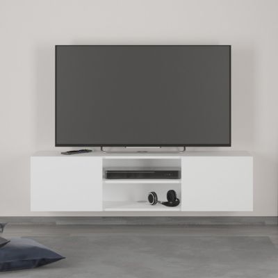 Meuble TV 2 portes blanc Brighton 1 - L140 cm x H46,5 cm