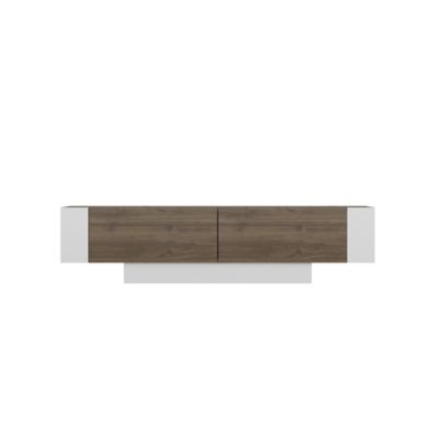 Meuble TV 2 portes décor noyer et blanc L150 cm - MATERA