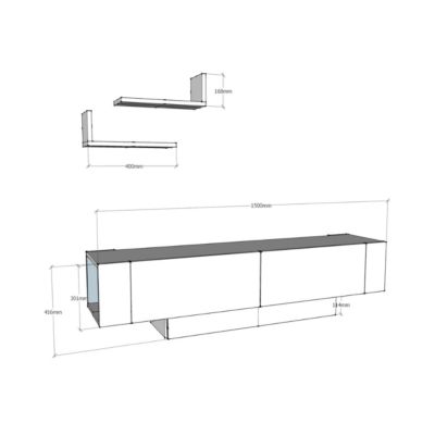 Meuble TV 2 portes décor noyer et blanc L150 cm - MATERA