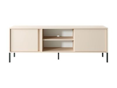 Meuble TV 2 portes et 2 niches avec LEDs - Beige - ELYNIA