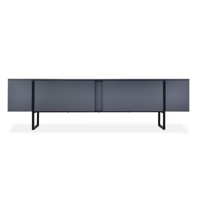 Meuble TV 2 portes "Valentin" 180cm Gris & Noir