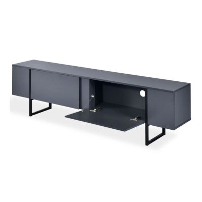 Meuble TV 2 portes "Valentin" 180cm Gris & Noir