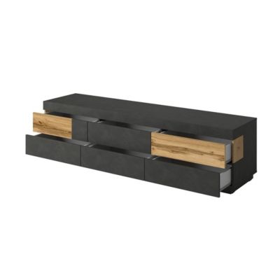 Meuble TV 200 cm KILES avec 6 grands tiroirs - Dimensions 206.3 x 53.6 x 50.3 cm