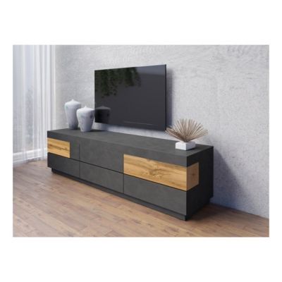 Meuble TV 200 cm KILES avec 6 grands tiroirs - Dimensions 206.3 x 53.6 x 50.3 cm