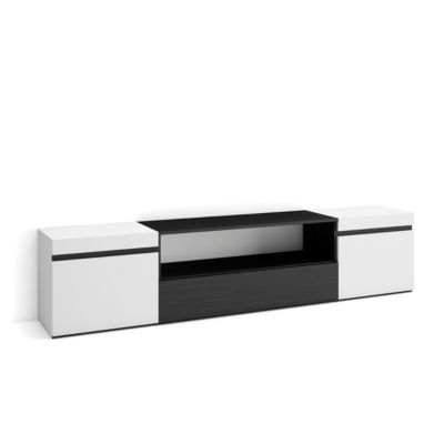 Meuble TV 200x35x45cm couleur blanc et noir