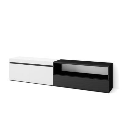 Meuble TV 200x35x45cm couleur blanc et noir