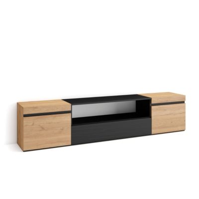 Meuble TV 200x35x45cm couleur chêne et noir