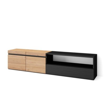 Meuble TV 200x35x45cm couleur chêne et noir