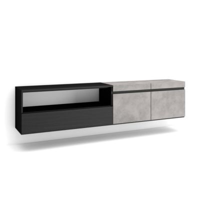 Meuble TV 200x35x45cm suspendu couleur gris ciment