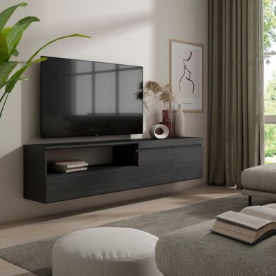 Meuble TV 200x35x45cm suspendu couleur noir