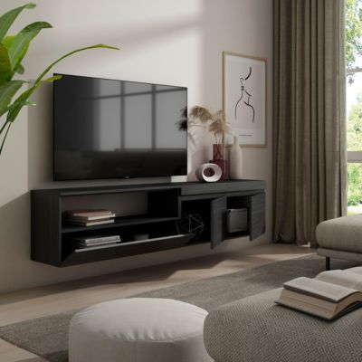 Meuble TV 200x35x45cm suspendu couleur noir