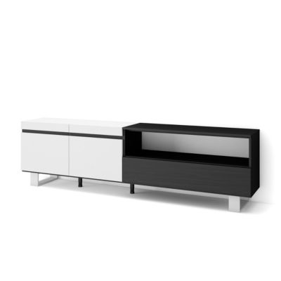 Meuble tv 200x35x57cm couleur blanc et noir