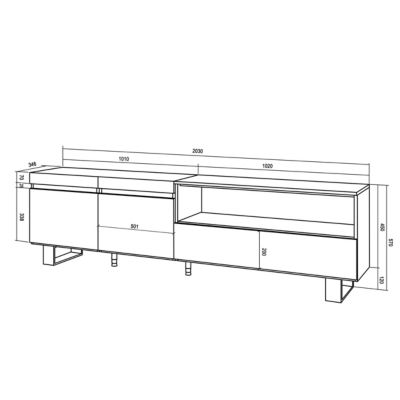 Meuble TV 200x35x57cm couleur blanc et noir