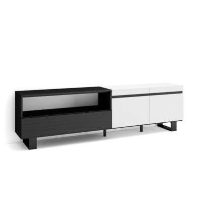 Meuble TV 200x35x57cm couleur blanc et noir