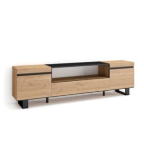 Meuble TV 200x35x57cm couleur chêne et noir
