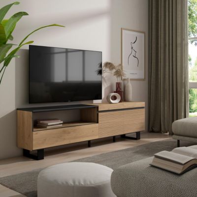 Meuble TV 200x35x57cm couleur chêne