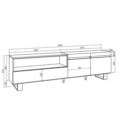 Meuble TV 200x35x57cm couleur chêne