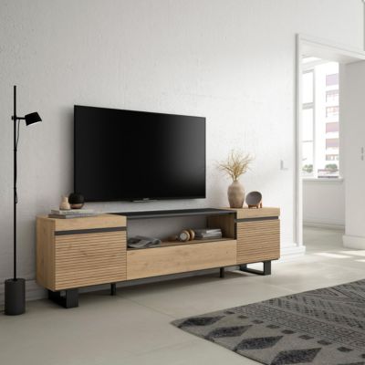 Meuble TV 200x35x57cm couleur chêne