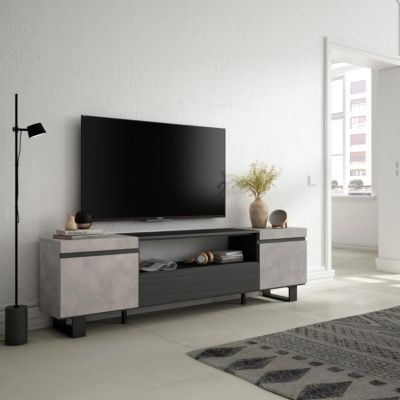 Meuble TV 200x35x57cm couleur gris ciment