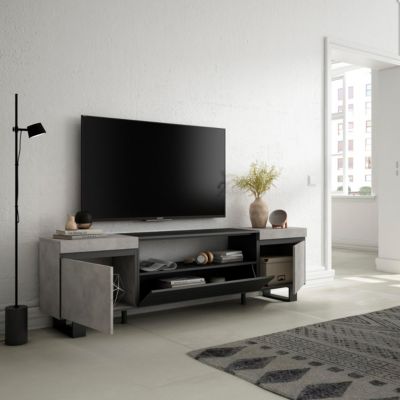 Meuble TV 200x35x57cm couleur gris ciment