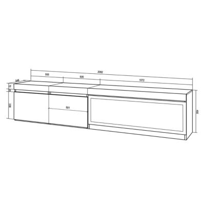 Meuble TV 210x35x45cm feu led sans chaleur XXL couleur noir